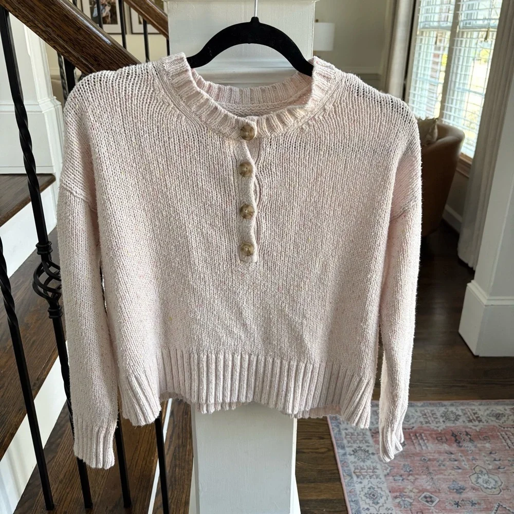 American Eagle Outfitters Blush Button-Up Sweater